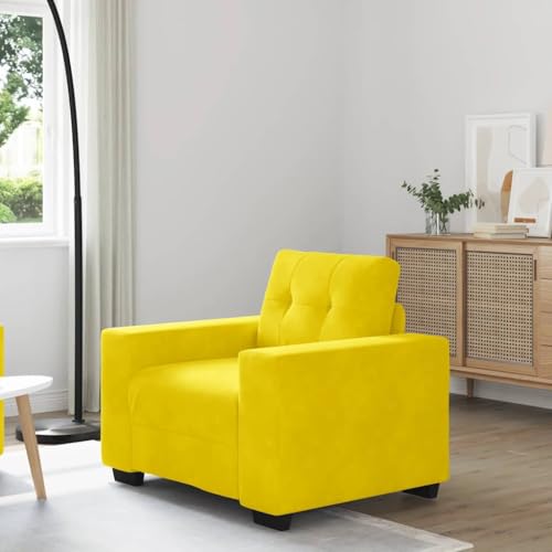 YUOTYRKTEJRSG Velvet Accent Chair Yellow 60cm Wide Modern Lounge Chair with Soft Cushions for Living Room Bedroom Reading Relaxing Comfortable Seating Furniture von YUOTYRKTEJRSG