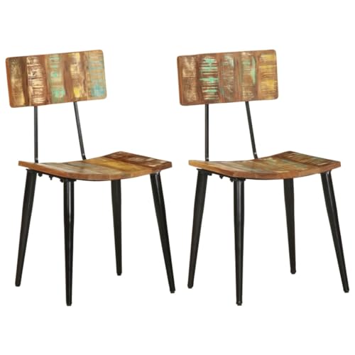 YUOTYRKTEJRSG Vintage Dining Chairs Set of 2 Solid Reclaimed Wood Antique Style Rustic Kitchen Chairs with Iron Frame for Dining Room Restaurant Cafe Decor YUOTYRKTEJRSG Vintage Dining Chairs Set of 2 Solid Reclaimed Wood Antique Style Rustic Kitchen Chairs with Iron Frame for Dining Room Restaurant Cafe Decor von YUOTYRKTEJRSG