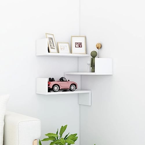 YUOTYRKTEJRSG Wand-Eckregal Weiß 40x40x50 cm Holzwerkstoff Wandtegal Regale Für Wände Wall Shelf Kleines Wandregal für Arbeitszimmer Schlafzimmer Küche Wohnzimmer von YUOTYRKTEJRSG