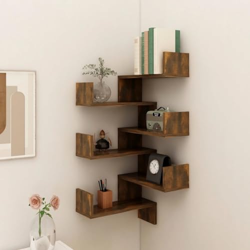 YUOTYRKTEJRSG Wand-Eckregale 2 STK. Räuchereiche 40x40x50 cm Holzwerkstoff Wandtegal Regale Für Wände Wall Shelf Kleines Wandregal für Arbeitszimmer Schlafzimmer Küche Wohnzimmer von YUOTYRKTEJRSG