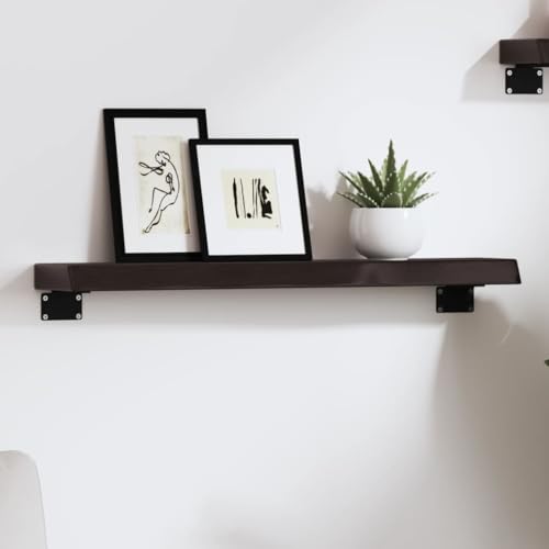 YUOTYRKTEJRSG Wandregal Dunkelbraun 60x10x4 cm Massivholz Eiche Behandelt Schwebendes Regal Wandboard Wand Regale Regalbretter für Schlafzimmer Arbeitszimmer Küche Badezimmer von YUOTYRKTEJRSG