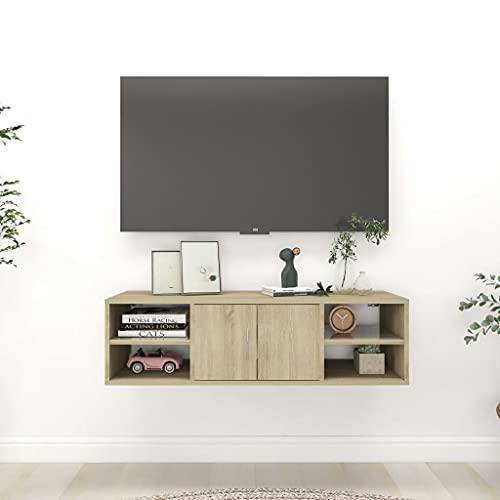 YUOTYRKTEJRSG Wandregal Sonoma-Eiche 102x30x29 cm Holzwerkstoff Schwebendes Bücherregal Regal Wand Regale Für Wände Wandregal Klein für Wohnzimmer Badezimmer Arbeitszimmer Küche von YUOTYRKTEJRSG