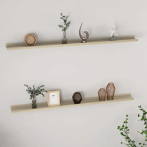 YUOTYRKTEJRSG Wandregale 2 STK. Sonoma-Eiche 115x9x3 cm Schwebendes Regal Regal Wand Wand Regale Wandtegal für Wohnzimmer Arbeitszimmer Schlafzimmer Badezimmer von YUOTYRKTEJRSG