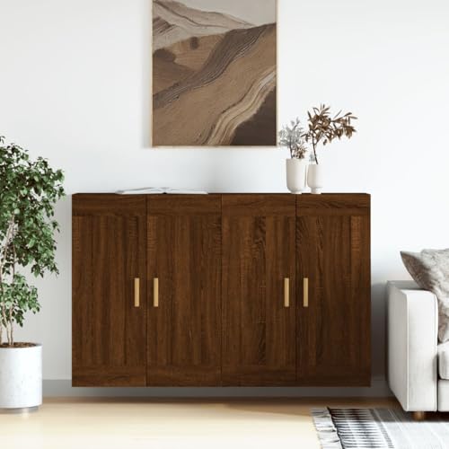 YUOTYRKTEJRSG Wandschränke 2 STK. Braun Eichen-Optik Holzwerkstoff Wohnzimmer Schrank Sideboard Wohnzimmer Schlafzimmerschrank Sideboard Küche für Küche Flur Badezimmer Schlafzimmer von YUOTYRKTEJRSG