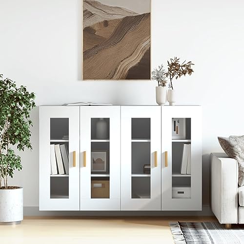 YUOTYRKTEJRSG Wandschränke 2 STK. Weiß Holzwerkstoff Sideboard Küche Schlafzimmerschrank Kitchen Cabinet Schrank Klein für Schlafzimmer Küche Wohnzimmer Badezimmer von YUOTYRKTEJRSG