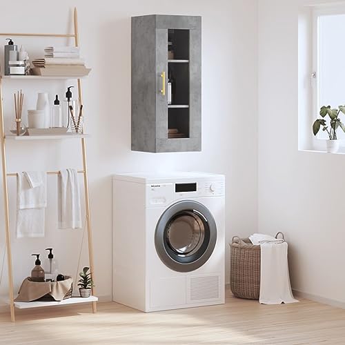 YUOTYRKTEJRSG Wandschrank Betongrau 34,5x34x90 cm Beistellschrank Sideboard Wohnzimmer Kleiner Schrank Wohnzimmerschrank für Badezimmer Wohnzimmer Küche Schlafzimmer von YUOTYRKTEJRSG