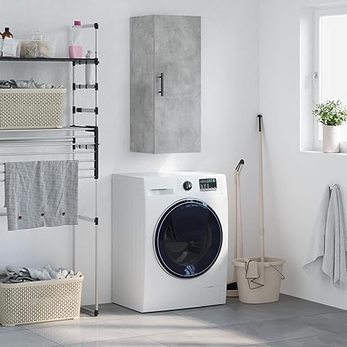 YUOTYRKTEJRSG Wandschrank Betongrau 34,5x34x90 cm Schrank Klein Bathroom Cabinet Wohnzimmerschrank Aufbewahrungsschrank für Küche Wohnzimmer Schlafzimmer Badezimmer von YUOTYRKTEJRSG