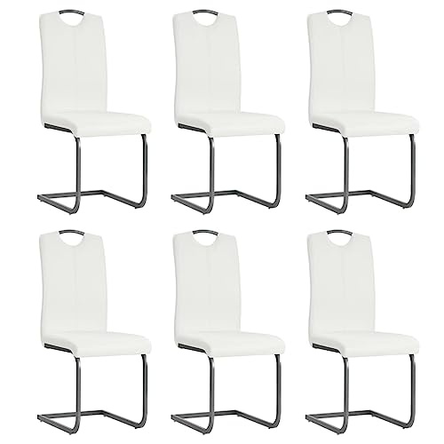 YUOTYRKTEJRSG White Artificial Leather Dining Chairs Set of 6 Modern Freischwinger Swivel Chairs with Steel Frame for Kitchen Dining Room Restaurant Office Comfortable Ergonomic Design Easy Assembly YUOTYRKTEJRSG White Artificial Leather Dining Chairs Set of 6 Modern Freischwinger Swivel Chairs with Steel Frame for Kitchen Dining Room Restaurant Office Comfortable Ergonomic Design Easy Assembly von YUOTYRKTEJRSG