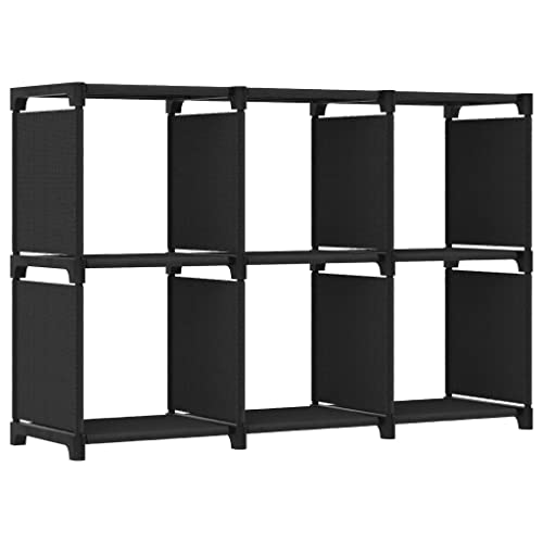 YUOTYRKTEJRSG Würfel-Regal 6 Fächer Schwarz 103x30x72,5 cm Stoff Ordner Bücherregal Cd Regal Wohnzimmer für Balkon Arbeitszimmer Wohnzimmer Schlafzimmer von YUOTYRKTEJRSG