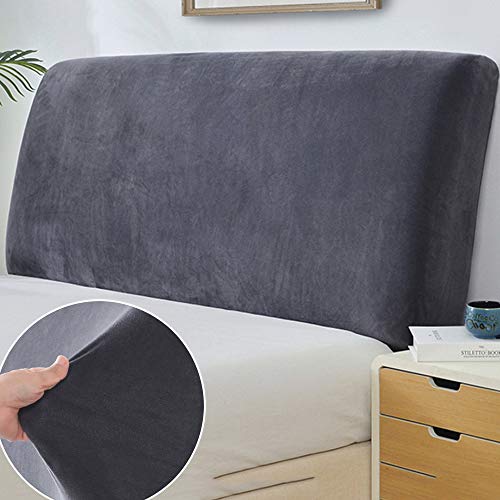 Bett Kopfteil Hussen Bettkopfteil Bezug Kopfteilbezug Staubdicht, Abdeckungen Für Schlafzimmer Plüsch Verdicken Elastische All-inclusive Bett Kopf Abdeckung,Black-CalKing(180-190cm) von YUPAK