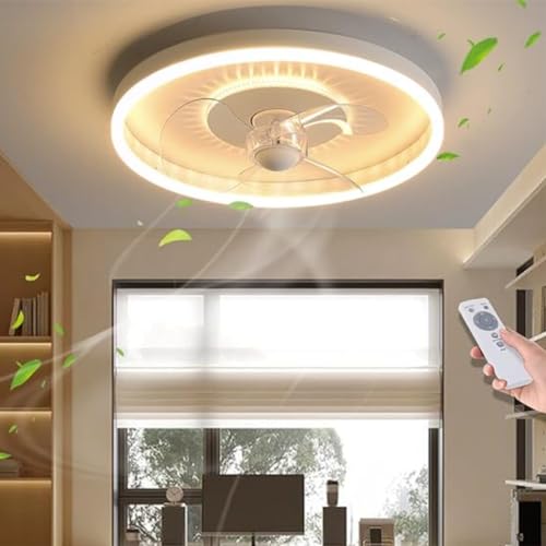 Deckenventilator mit beleuchtung led Dimmbar fernbedienung leise deckenlampe mit ventilator Ring lampe mit ventilator schlafzimmer Lounge Küche Wohnzimmerlampe schwarz deckenventilator licht 40cm von YUPIN