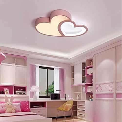 LED Deckenleuchte Kinderzimmerlampe Mädchen Schlafzimmer Dimmbar Deckenlampe Moderne Kinderlampe Mit Fernbedienung Liebe Herz Acryl-Schirm Decke Lampen Für Esszimmer Kindergarten Rosa von YUPIN