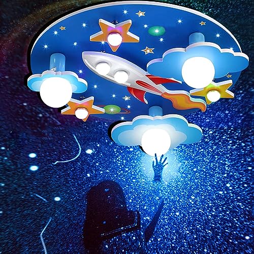 Kinderzimmerlampe E27 Deckenlampe LED Deckenleuchte Universum Sterne Jungen Und Mädchen Dimmlüster Kinderlampe E14 Baby Lampe Licht Schlafzimmer Umgebung Für Cartoon Deckenbeleuchtung Lampeschirm von YUPIN