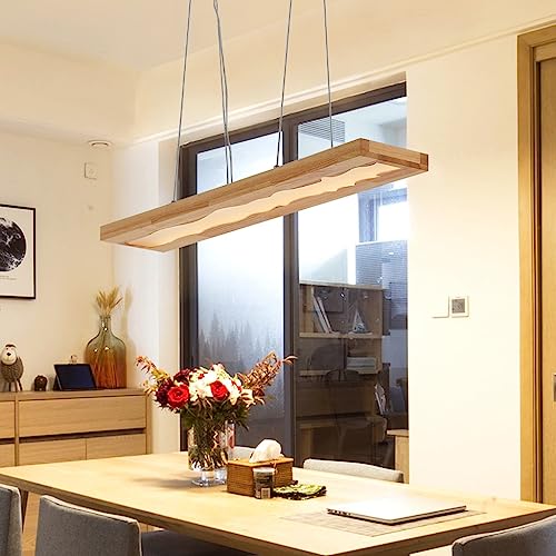 LED Pendelleuchte Holz Hängeleuchte Esstischlamp Dimmbar mit Fernbedienung Hängelampe Höhenverstellbar Rechteckige Eiche lampe Café Esszimmerlampe Kronleuchter Bar Küche Büro Deckenleuchte 36W LED Pendelleuchte Holz Hängeleuchte Esstischlamp Dimmbar mit Fernbedienung Hängelampe Höhenverstellbar Rechteckige Eiche lampe Café Esszimmerlampe Kronleuchter Bar Küche Büro Deckenleuchte 36W von YUPIN