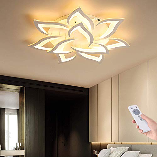 Deckenlampe LED Dimmable Deckenleuchte Innen Blume Kreative Deckenbeleuchtung Für Schlafzimmer Wohnzimmer Mit Fernbedienung Küche Esszimmer Weiß Acryl Lampenschirm DekorativeLampe,10 heads von YUPIN