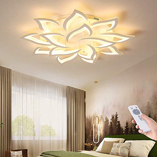 Blume Kreative Deckenlampe LED Deckenleuchte Innen Decken Beleuchtung Für Schlafzimmer Wohnzimmer Mit Fernbedienung Küche Esszimmer Weiß Acryl Lampenschirm Dekorative Dimmable Lampe,14 heads von YUPIN