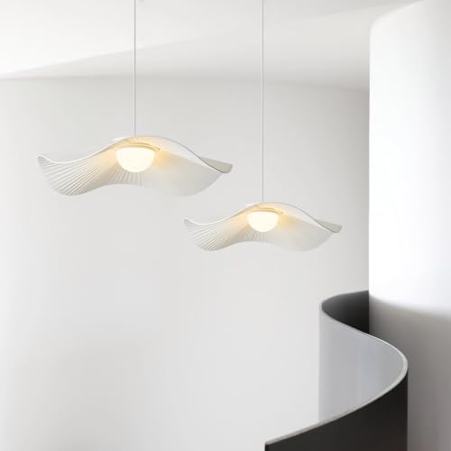 YUPIN Blumen Pendelleuchte 60cm Weiße Hängeleuchte LED Moderne Gewebe Restaurant Hängelampe Wabi-sabi Stil Art Deco Esstisch Kronleuchter Mit 3-Farben Licht Für Küche Salon Schlafzimmer ﻿(A-50cm) von YUPIN