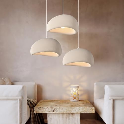 YUPIN Moderne Creme Hängelampe Handgefertigtes Restaurant Hängeleuchte Wabi-sabi Braune Pendelleuchte E27 Verstellbarer Dekorativer Kronleuchter Wohnzimmer Schlafzimmer Deckenleuchte 3 Köpfe(B Blaiken von YUPIN
