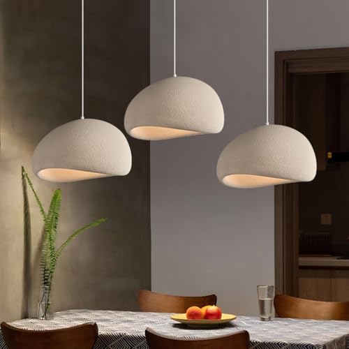 YUPIN Moderne Creme Hängelampe Wabi-sabi Restaurant Hängeleuchte Aus Polystyrol E27 Esstisch Kronleuchter Mit 3-flammig Japanischer Stil Kreativ Pendelleuchte Für Wohnzimmer Schlafzimmer Bar(A Blaiken von YUPIN