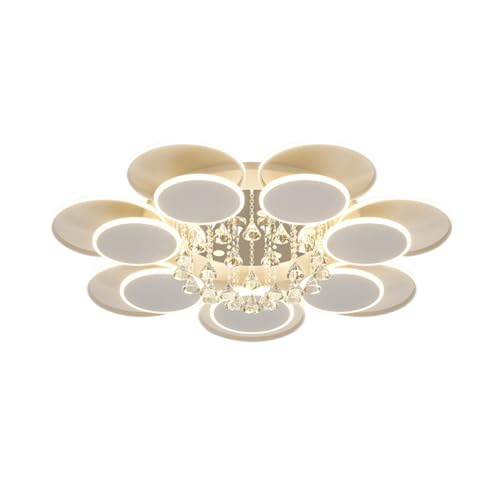 YUPIN Moderne LED Deckenleuchte Kreisförmige Deckenleuchte Kristall Deckenleuchte Weiß Dimmbar Mit Fernbedienung Runde Deckenlampe Für Wohnzimmer Esszimmer Schlafzimmer Küche Flur(14 heads) von YUPIN