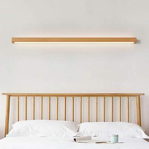 YUPIN Moderne LED Lineare Hölzerne Wandlampe Innen Dekorative Lange Wandlampe Warmes Licht 3000K Für Schlafzimmer Wohnzimmer Nachttisch Arbeitszimmer Treppenhaus Flur Wandlampen(klein,Two-sided) von YUPIN