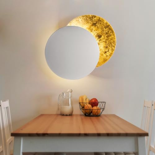 YUPIN Moderne LED Wandlampe Kreative Mond Wandlampe Innenraum Runde Wandlampe Mond Eklipse Solar Eklipse Wandlampe Warmes Licht Nachtlicht Für Eingangshalle Flur Flur Schlafzimmer Wohnzimmer Treppe(Wh von YUPIN