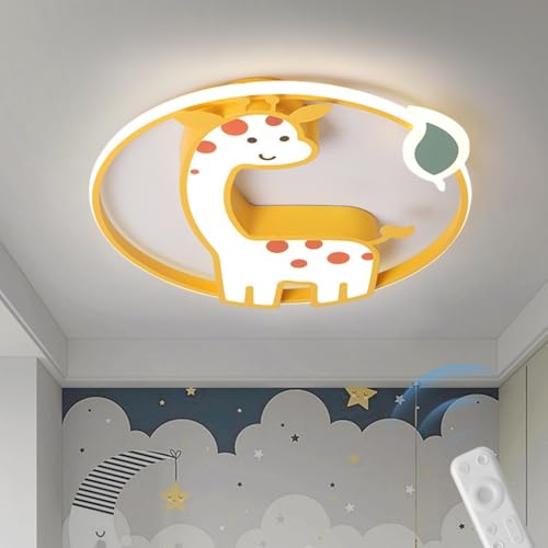 YUPIN Moderne Runde LED Deckenleuchte Kreative Cartoon-Deckenleuchte Dekorative Deckenleuchte Für Kinder Stufenlos Dimmbar Mit Fernbedienung Für Kinderzimmer Schlafzimmer Wohnzimmer(Giraffes) von YUPIN