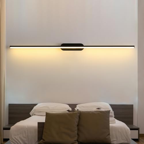 YUPIN Moderne Schwarze LED Streifen Wandlampe Moderne Einfache Innenbettseite Dekorative LED Wandlampe Hintergrund Lineare Wandlampe Für Schlafzimmer Wohnzimmer Korridor Treppe(Warm,groß) von YUPIN