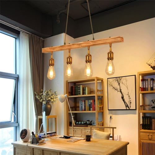 YUPIN Vintage Pendelleuchte Holz Hängelampe Esstischlamp Höhenverstellbar Kronleuchter Einstellbarer Winkel Hängeleuchte Industrial Retro Pendelampe Wohnzimmer Küche Bar Deckenleuchte 4 Köpfe 80Cm YUPIN Vintage Pendelleuchte Holz Hängelampe Esstischlamp Höhenverstellbar Kronleuchter Einstellbarer Winkel Hängeleuchte Industrial Retro Pendelampe Wohnzimmer Küche Bar Deckenleuchte 4 Köpfe 80Cm von YUPIN