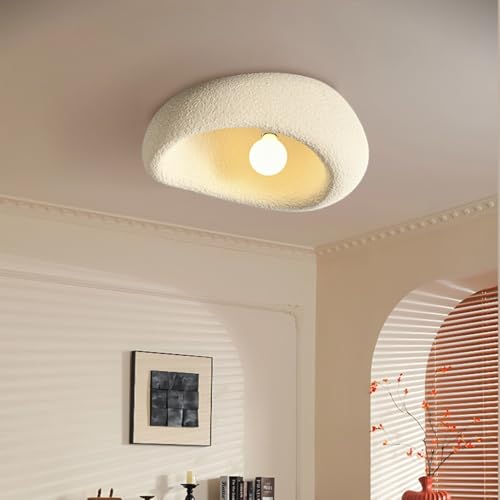 YUPIN Wabi-sabi Beige Deckenlampe Polystyrol Flur Deckenleuchte Moderne Einfache Creme Deckenbeleuchtung E27 Dekorative Plafondleuchte Wohnzimmer Schlafzimmer Deckenleuchten(30cm) von YUPIN