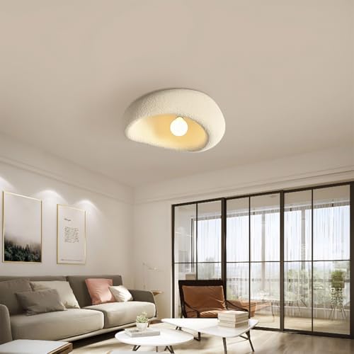 YUPIN Wabi-sabi Beige Deckenlampe Polystyrol Flur Deckenleuchte Moderne Einfache Creme Deckenbeleuchtung E27 Dekorative Plafondleuchte Wohnzimmer Schlafzimmer Deckenleuchten(40CM) von YUPIN