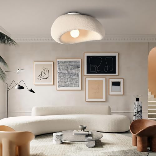 YUPIN Wabi-sabi Blaiken Braun Deckenlampe Polystyrol Flur Deckenleuchte Moderne Einfache Creme Deckenbeleuchtung E27 Dekorative Plafondleuchte Wohnzimmer Schlafzimmer Deckenleuchten(40CM) von YUPIN