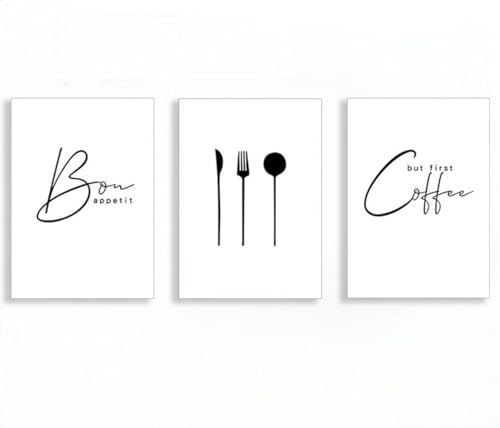 YUPPOG Aber zuerst Kaffee Poster Bon Appetit Geschirr Küche Wand Kunstdruck Leinwand Malerei Schwarz Weiß Bild Esszimmer Wohnkultur-40x50cmx3 Rahmenlos YUPPOG Aber zuerst Kaffee Poster Bon Appetit Geschirr Küche Wand Kunstdruck Leinwand Malerei Schwarz Weiß Bild Esszimmer Wohnkultur-40x50cmx3 Rahmenlos von YUPPOG