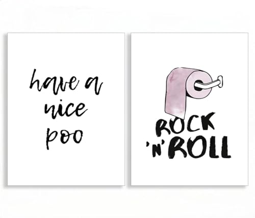 YUPPOG Lustiges Toilettenposter Badezimmer-Zitat „Have a Nice Poo“ WC-Schild Wandkunstdrucke Rock and Roll minimalistisches Leinwandbild Heimdekoration-30x42cmx2 Rahmenlos YUPPOG Lustiges Toilettenposter Badezimmer-Zitat „Have a Nice Poo“ WC-Schild Wandkunstdrucke Rock and Roll minimalistisches Leinwandbild Heimdekoration-30x42cmx2 Rahmenlos von YUPPOG