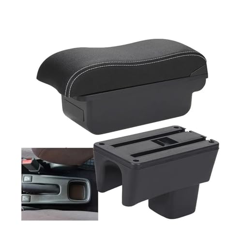 YUQUDGELKY Armlehnenbox Auto Armlehne Gebogene Oberfläche Auto Aufbewahrungsbox Für Suzuki Für Swift 2005-2015 2016 2017 2018 2019 2020 2021 2022 2023(C3 Schwarz weiß KEIN USB) von YUQUDGELKY