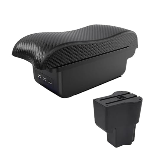 YUQUDGELKY Für Daihatsu Für Sirion Armlehne Innen Mittelkonsole Aufbewahrungsbox Armstützen Zubehör Teile(B2 schwarze Linie 3USB) von YUQUDGELKY