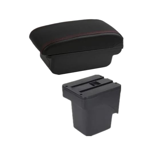 YUQUDGELKY Für Focus 2 Für Focus 2 Mk2 2005 2006 2007 2008 2009 2010 2011 Auto Armlehnenbox Aufbewahrungsbox(A1 Schwarz Rot KEIN USB) von YUQUDGELKY