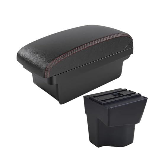 YUQUDGELKY Für KIA Für Rio 3 Für K2 X-line Rio 3 2011 2012 2013 2014 2015 2016 Autoarmlehnen-Zubehör Innenraum Aufbewahrungsbox 3USB(A1 Schwarz Rot KEIN USB) von YUQUDGELKY