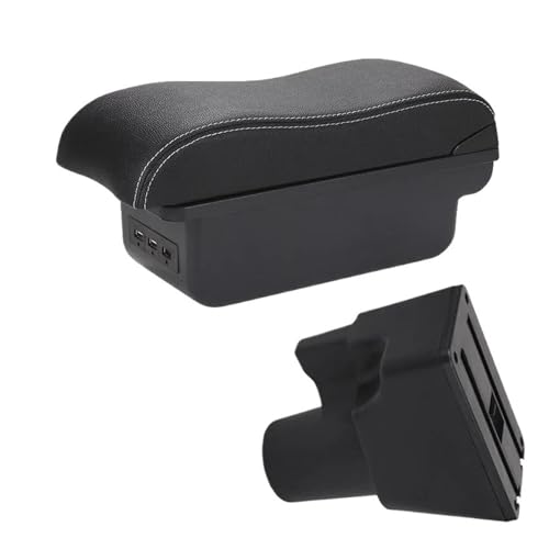 YUQUDGELKY Für Kia Für Picanto Für Picanto Für 3X-Line Autoarmlehnen Aufbewahrungsbox Aus Leder Mit Gewölbter Oberfläche Innenraumdetails(B3 Schwarz weiß 3USB) von YUQUDGELKY
