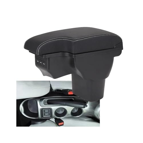 YUQUDGELKY Für N&issan Für Juke Für Infiniti ESQ 2010-2019 Autoarmlehne Zubehör Innenausstattung Aufbewahrungsbox Nachrüstteile USB(A3 Black White line) von YUQUDGELKY