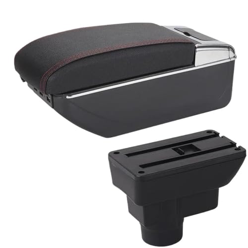 YUQUDGELKY Für Opel Für Corsa D Armlehnenbox Für Opel Für Corsa Autoarmlehne Rückenlehne Innenraum Nachrüstteil Aufbewahrungsbox Zubehör(A1 Schwarz Rot 7USB) von YUQUDGELKY