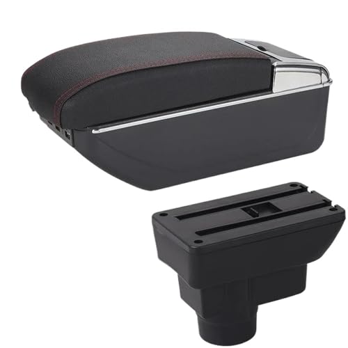 YUQUDGELKY Für Opel Für Corsa D Armlehnenbox Für Opel Für Corsa Autoarmlehne Rückenlehne Innenraum Nachrüstteil Aufbewahrungsbox Zubehör(B1 Schwarz rot 7USB) von YUQUDGELKY