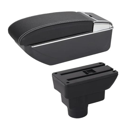 YUQUDGELKY Für Opel Für Corsa D Armlehnenbox Für Opel Für Corsa Autoarmlehne Rückenlehne Innenraum Nachrüstteil Aufbewahrungsbox Zubehör(D3 Schwarz weiß NoUSB) von YUQUDGELKY