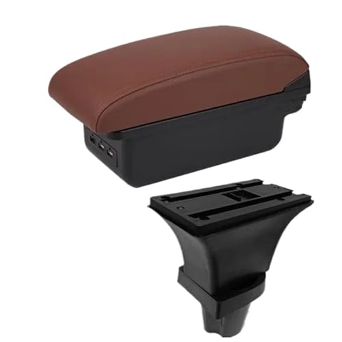 YUQUDGELKY Für Peugeot 108 Armlehnenbox, Zentrale Aufbewahrungsbox Mit USB-Anschluss(B1 brown 3USB) von YUQUDGELKY