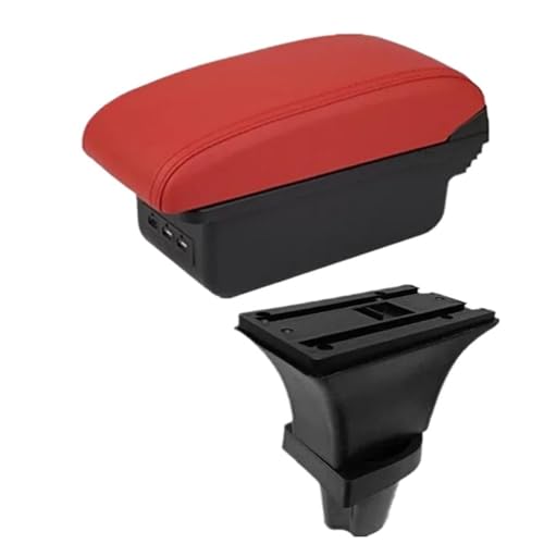YUQUDGELKY Für Peugeot 108 Armlehnenbox, Zentrale Aufbewahrungsbox Mit USB-Anschluss(B1 red 3USB) von YUQUDGELKY