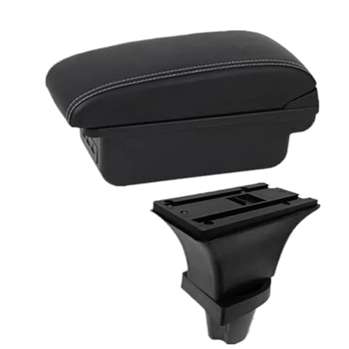 YUQUDGELKY Für Peugeot 108 Armlehnenbox, Zentrale Aufbewahrungsbox Mit USB-Anschluss(B1 white line 3USB) von YUQUDGELKY