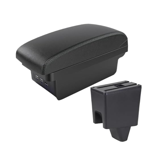YUQUDGELKY Für Proton Für Saga Armlehnen-Aufbewahrungsfach Leder Armlehne Auto-Styling USB Mittelkonsole Zubehör(B2 schwarze Linie 3USB) von YUQUDGELKY