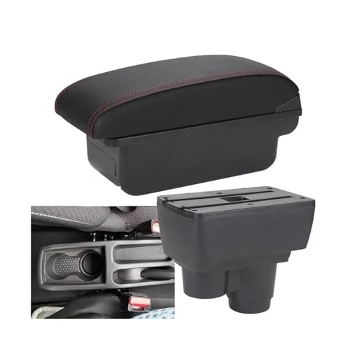 YUQUDGELKY Für R&enault Für Duster Für Dacia 2019 2020 2021 2022 2023 Mittelkonsole Aufbewahrungsbox Dekorationszubehör(C1 Schwarz Rot KEIN USB) von YUQUDGELKY