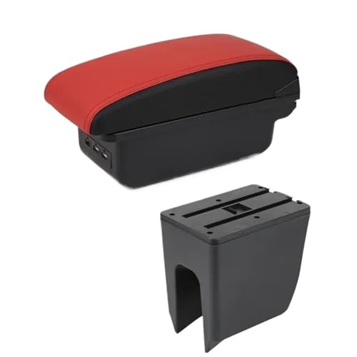 YUQUDGELKY Für R&enault Für K-ZE Auto Armlehnenbox Mittelkonsole Interne Nachrüstung USB-Ladung(B Red black 3USB) von YUQUDGELKY