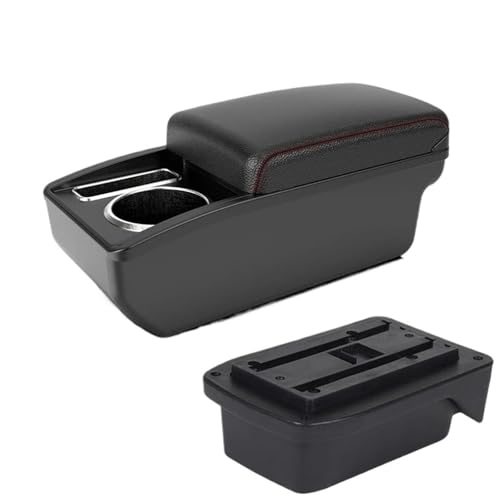 YUQUDGELKY Für TOYOTA Für Verso EZ Auto Armlehnenbox Mittelkonsole Aufbewahrungsbox Mit Getränkehalter(A2 schwarze Linie Kein USB) von YUQUDGELKY